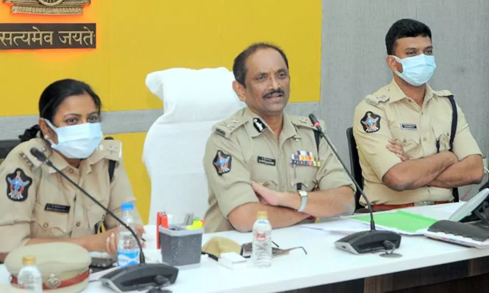 Commissioner of Police B Srinivasulu addressing a press conference  in Vijayawada on Friday   	Photo: Ch Venkata Mastan