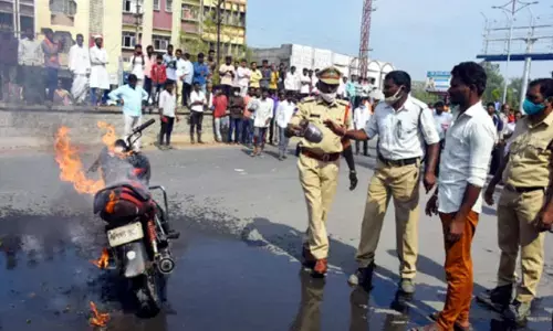 Fumed over e-challans, man sets bike on fire in Adilabad