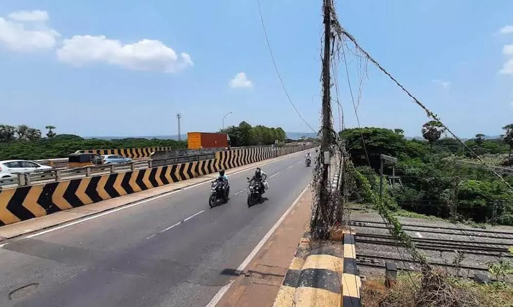 A bridge near Kakani Nagar is under repair in Visakhapatnam