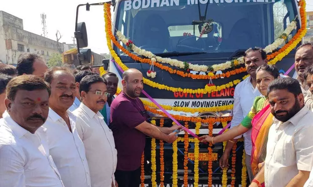 MLA Shakeel launching the Sweeping Mission in Bodhan on Wednesday