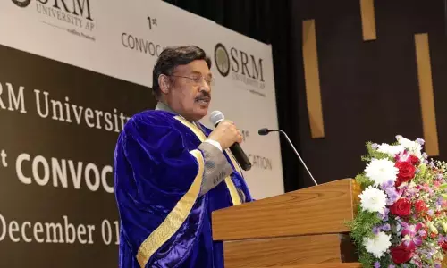 Founder Chancellor of SRM-AP University Dr T Paarivendhar addressing the students at its first convocation in Amaravati on Wednesday