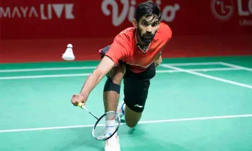 Indias Srikanth Kidambi competes against Thailands Kunlavut Vitidsarn during their mens singles group stage match on Thursday