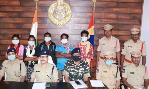District SP Sunil Dutt briefing the media on the surrender of Maoists at his office in Kothagudem on Thursday