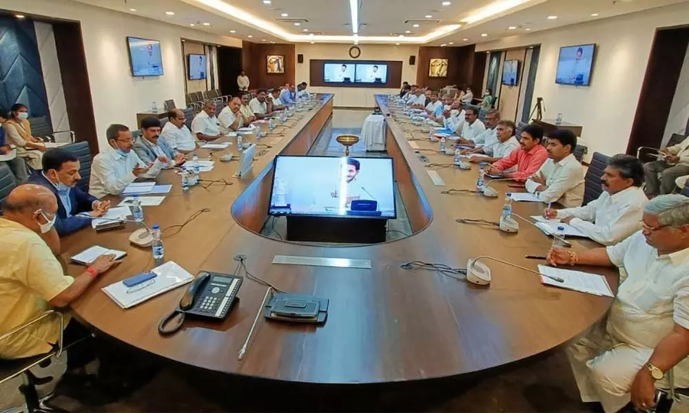 NGOs’ president Bandi Srinivasa Rao and AP JAC leaders meet members of consultation committee of AP Civil Services Joint Staff Council at the Secretariat on Friday