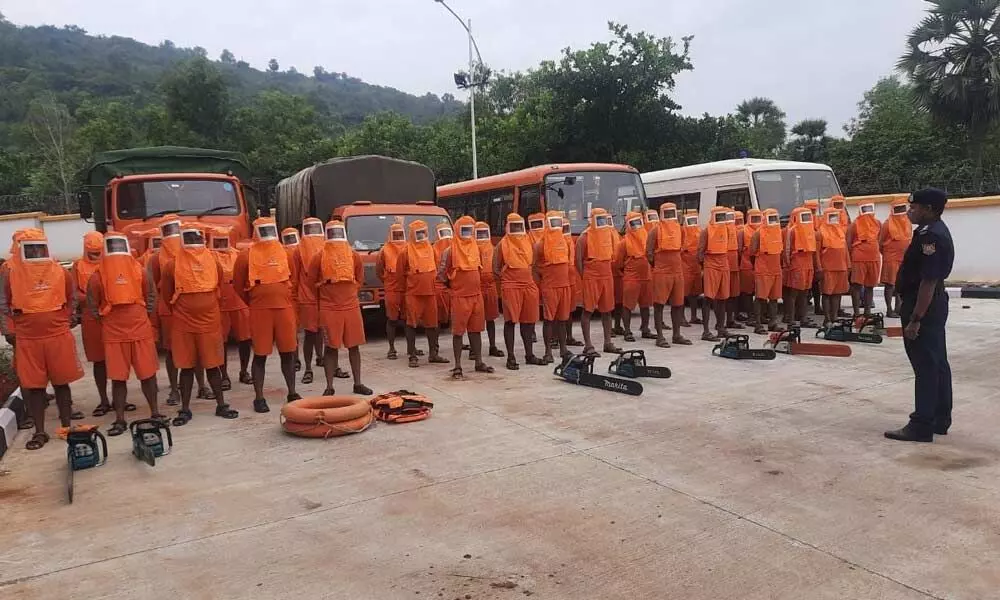 NDRF teams are being prepared to handle the cyclone rescue operations in Visakhapatnam