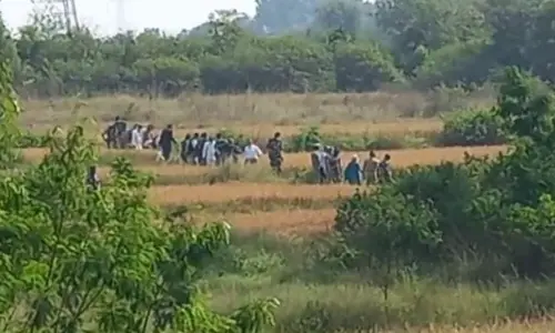 Sirpurkar Commission members at the site of encounter of the accused in Disha case at Chatanpally near Shadnagar on Sunday