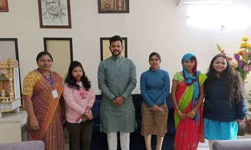 Representatives of VIMUKTHI and ILFAT requesting MP K Rammohan Naidu to support victims of human trafficking in Parliament