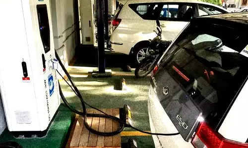 An electric car charging station in Bengaluru.