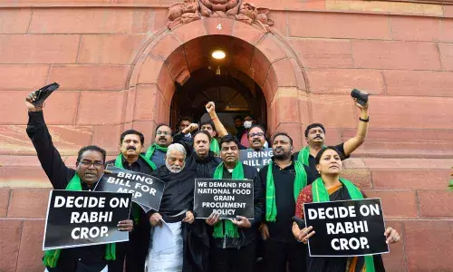 TRS MPs boycott the entire session of Parliament over farmers issues during Winter Session, in New Delhi on Tuesday