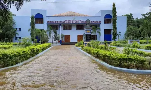 Floodwater flowing into SPMVV Auditorium
