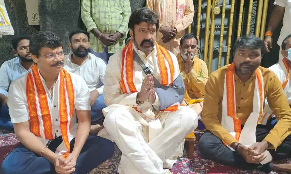 Nandamuri Balakrishna offers prayers at Simhachalam