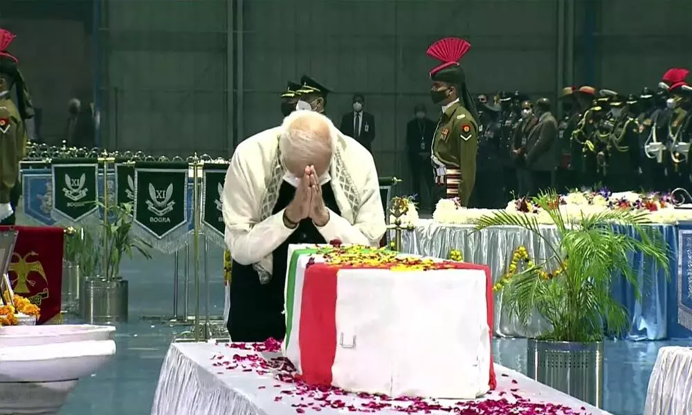 PM Narendra Modi pays homage to crash victims at Palam airport