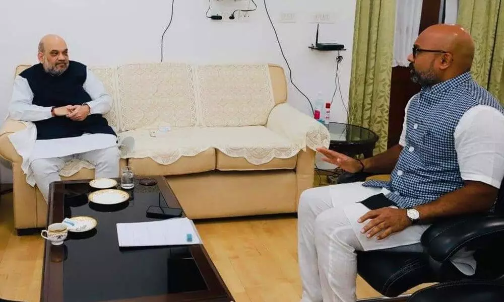 Nizamabad MP Dharmapuri Arvind meets Amit Shah