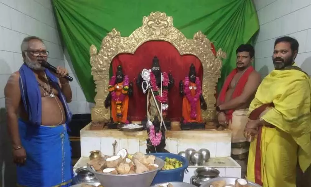 Special pujas being performed at Subrahmanya Swamy temple in Vizianagaram on the occasion of Subrahmanya Sashti  on Thursday