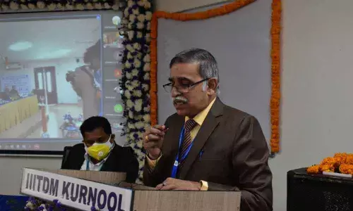Kurnool IIITDM Prof D V L N Somayajulu addressing the 5th International Conference on Information and Communication Technology-2021  in Kurnool on Friday.SA