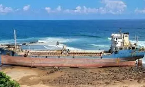 A view of Bangladeshi vessel MV Maa, which will be converted into a floating restaurant in Visakhapatnam