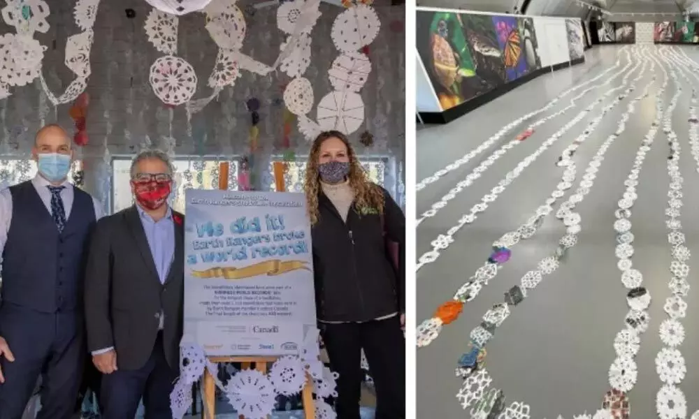Canadian Children Holds New Guinness World Record For The Worlds Longest Chain Of Paper Snowflakes