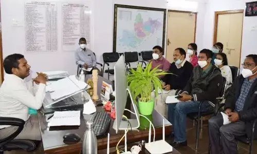 ITDA Project Officer R Gopalakrishna speaking at the meeting in Visakhapatnam on Tuesday