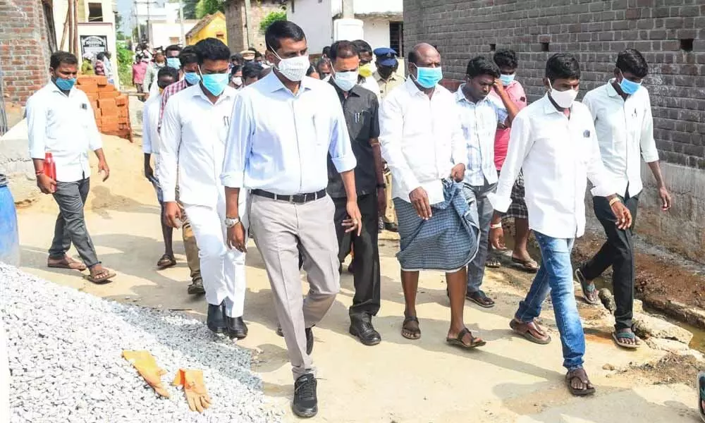 Chittoor district collector M Hari Narayanan visiting Kadapagunta village of  GD Nellore mandal on Wednesday