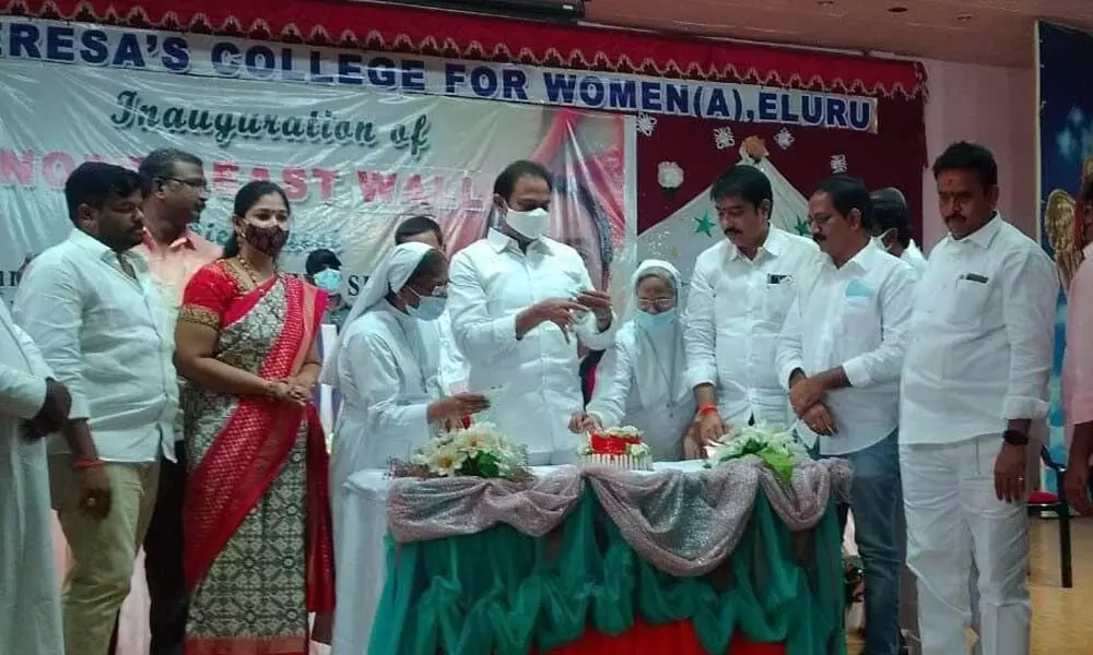 Deputy Chief Minister Alla Nani participating in Student Christmas celebrations at St Theresa’s College for Women in Eluru
