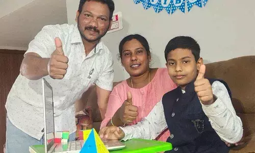 Anik Paul with his parents - Vijay Paul and Srujana                    photo: G Shyam Kumar