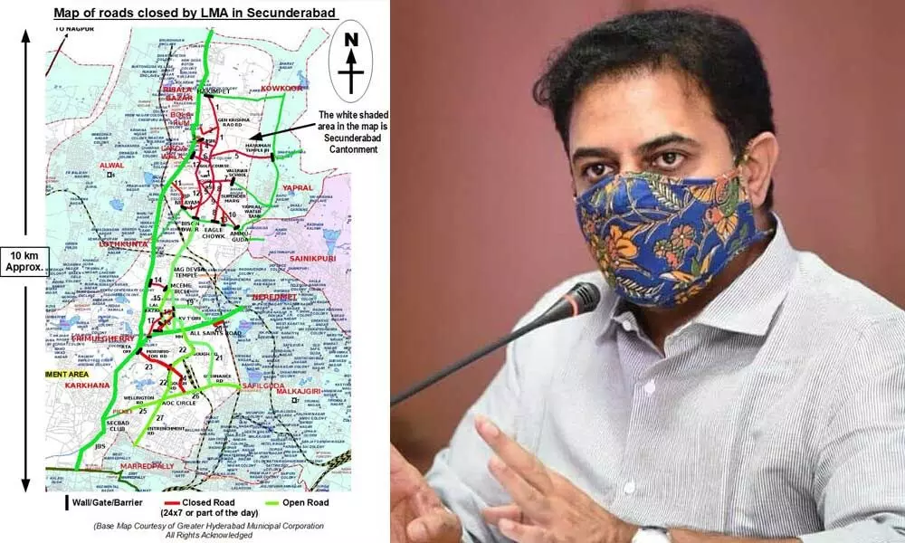 KTR provides list of closed roads in Cantonment on Kishan Reddys request