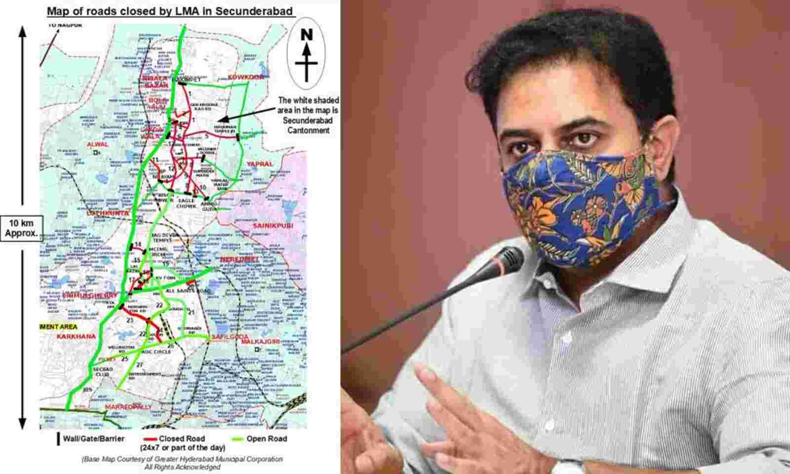 Secunderabad Cantonment Area Map Ktr Provides List Of Closed Roads In Cantonment On Kishan Reddy's Request