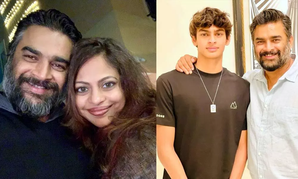 Ace actor Madhavan and his wife flew to Dubai to support his son’s swimming career!