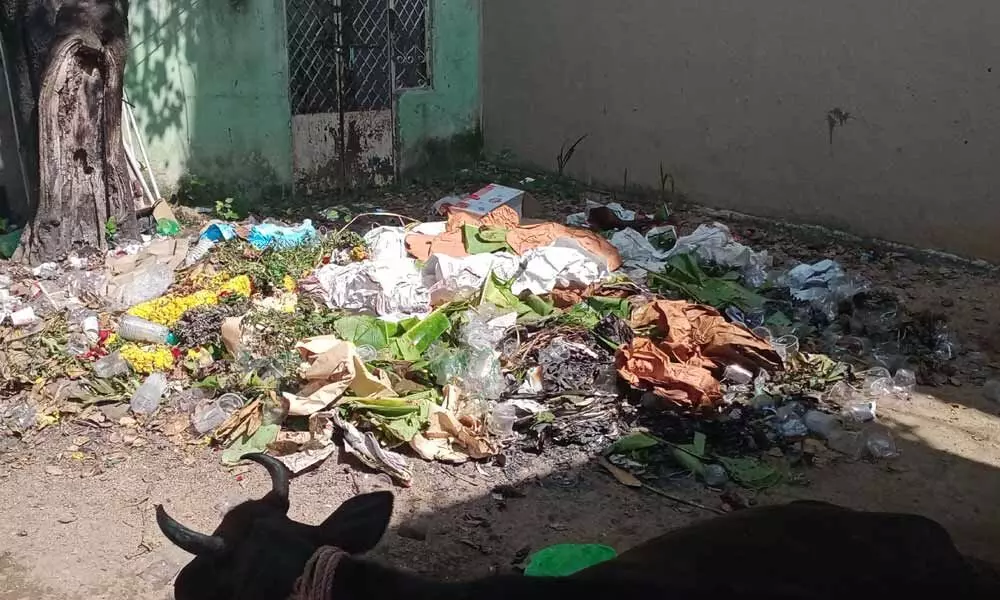 Garbage piled up at an open space in the 38th division