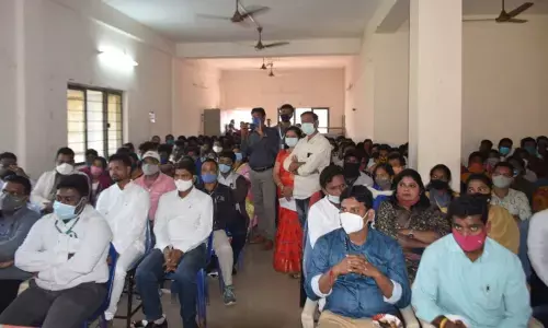 Tribal unemployed youth at the mega job fair in Visakhapatnam on Tuesday