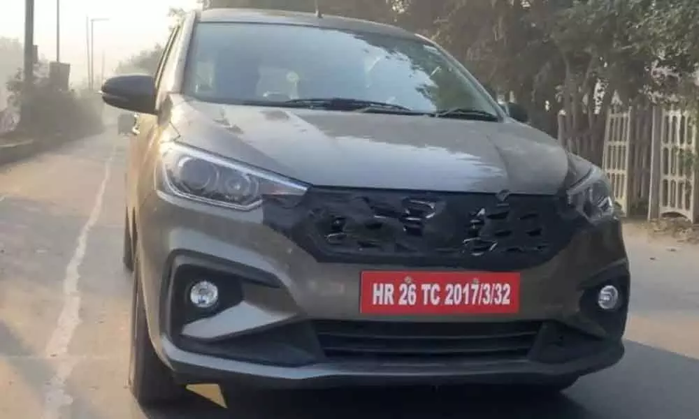 The facelifted Maruti Ertiga has been spied testing undisguised ahead of its launch in 2022
