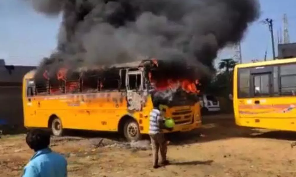 School bus catches fire minutes after dropping students
