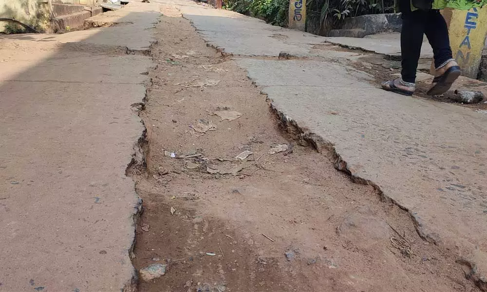 A road dug up for UGD works