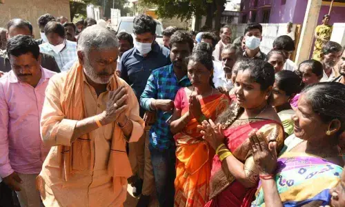 Panchayat Raj and Rural Development Minister Peddireddi Ramachandra Reddy interacting with the villagers at Boyakonda  on Wednesday