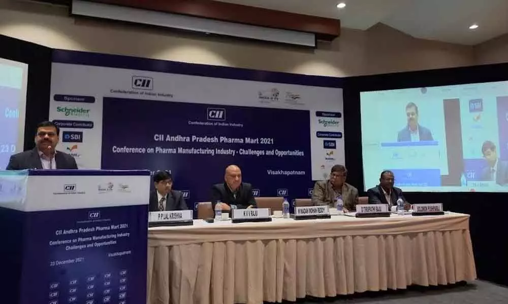 Experts speaking at the ‘Pharma Mart 2021’ organised by the Confederation of Indian Industry (CII) in Visakhapatnam on Thursday