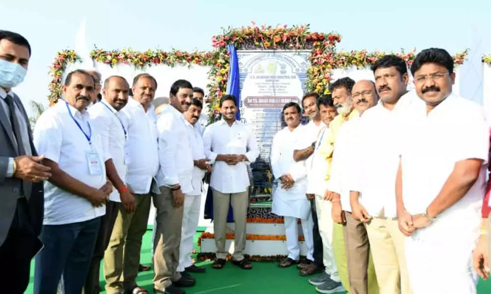 Chief Minister Y S Jagan Mohan Reddy inaugurates Jagananna Mega Industrial Hub at Kopparthi in Kadapa district on Thursday