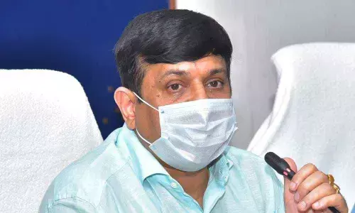 Special chief secretary for housing, village and ward secretariats  Ajay Jain speaking at a press meet  in Ongole on Thursday