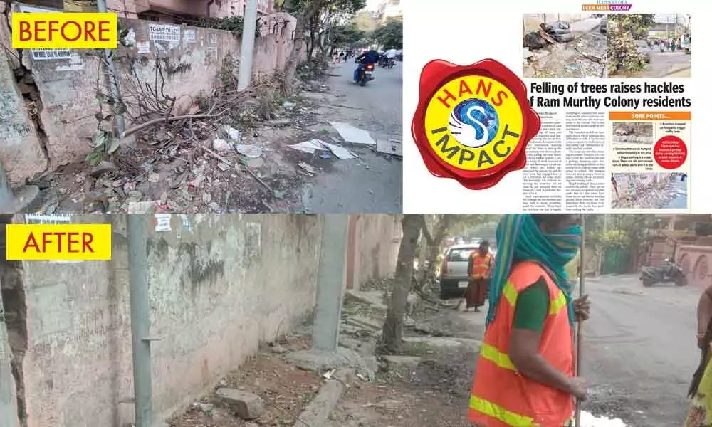 Hyderabad: GHMC clears tree branches dumped in Ram Murthy Colony