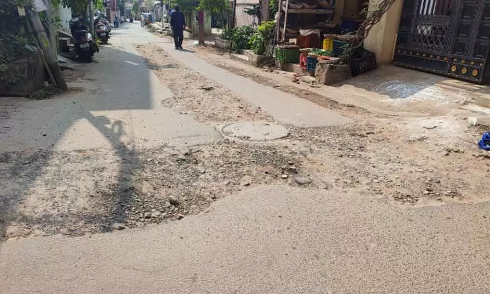 Roads in the streets filled with sand to provide temporary relief