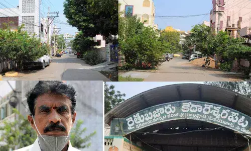 Houses in the colony; A street in Kedareswara Pet; Rythu Bazar; Kedareswara Pet Residents Welfare Association president Mandava Damodara Rao