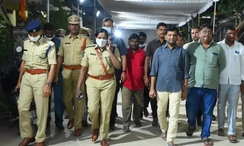 SP Rama Rajeshwari inspecting the arrangements for CM’s visit to Tungaturthi MLA Gadari Kishore Kumar’s house,  in Nalgonda on Monday