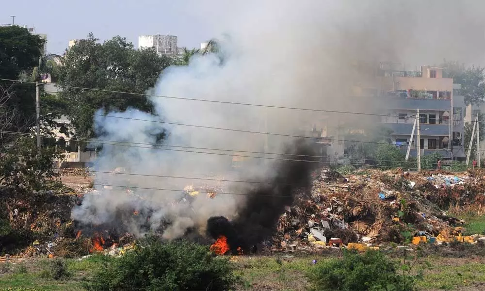 Garbage set on fire near Budameru
