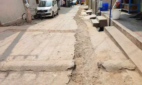 A dugup road in the locality