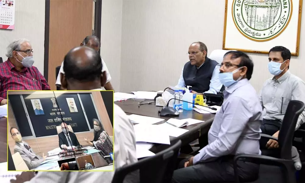 Ministry of Jalshakti, Union Secretary Pankaj Kumar held a video conference with the Chief Secretaries of Telangana and Andhra Pradesh on the implementation of various provisions of the Gazette notification regarding the KRMB and the GRMB on Tuesday