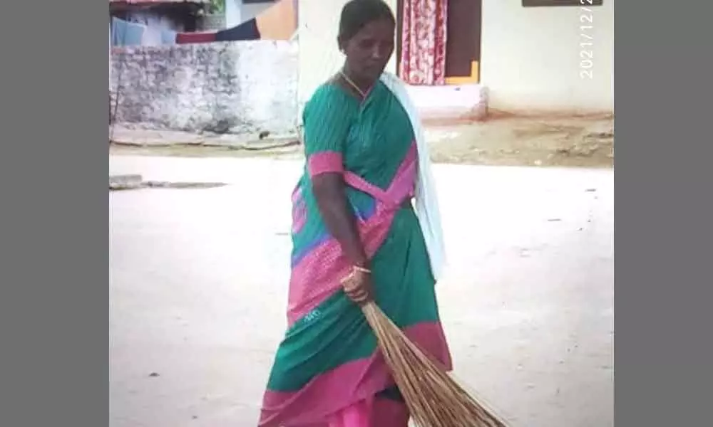 A woman sanitation worker, in new uniform in Mothkur Munciplity