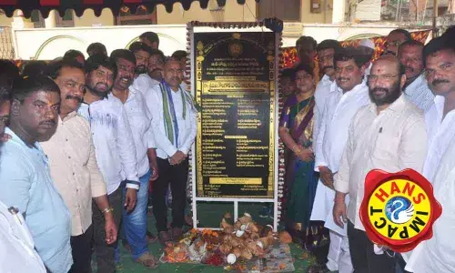Mayor G Hari Venkata Kumari, Deputy Mayor J Sridhar, among others at the foundation stone laying programme in Visakhapatnam on Wednesday