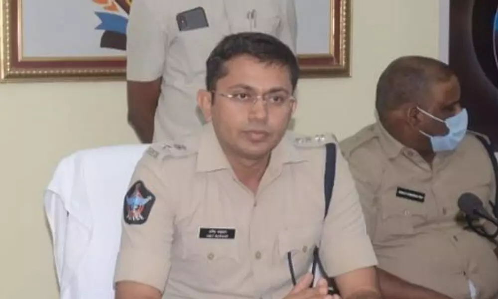 SP Amith Bardhar briefing about the crime data in Vizianagaram on Thursday