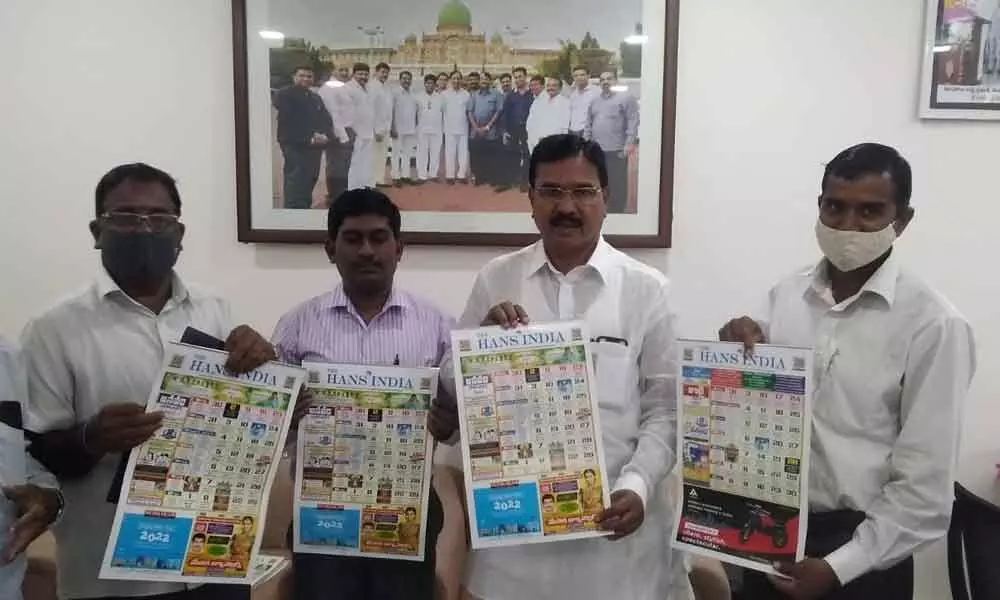 Agriculture Minister Singireddy Niranjan Reddy releases Hans India calendar