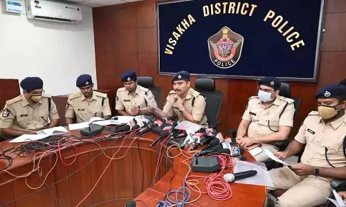 District Superintendent of Police B Krishna Rao addressing the media in Visakhapatnam on Thursday