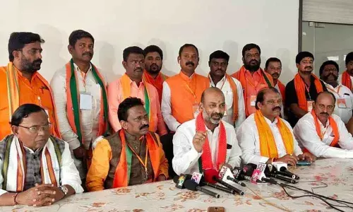 BJP State president Bandi Sanjay speaking to media persons in Warangal on Thursday